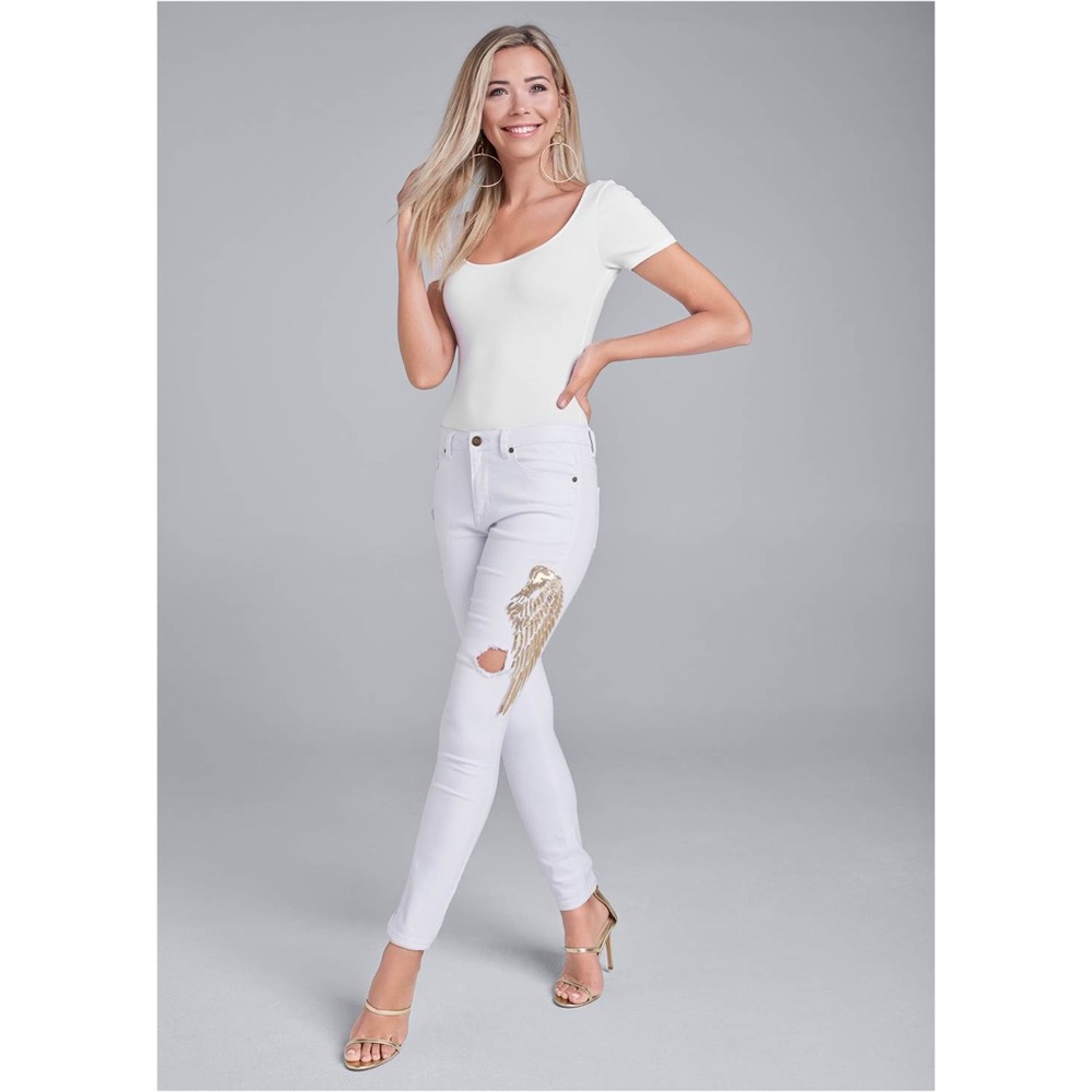 Venus Sequin Wing Skinny Jeans